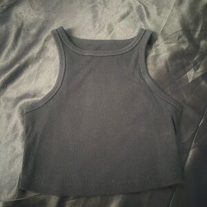 Black Ribbed Sleeveless Top